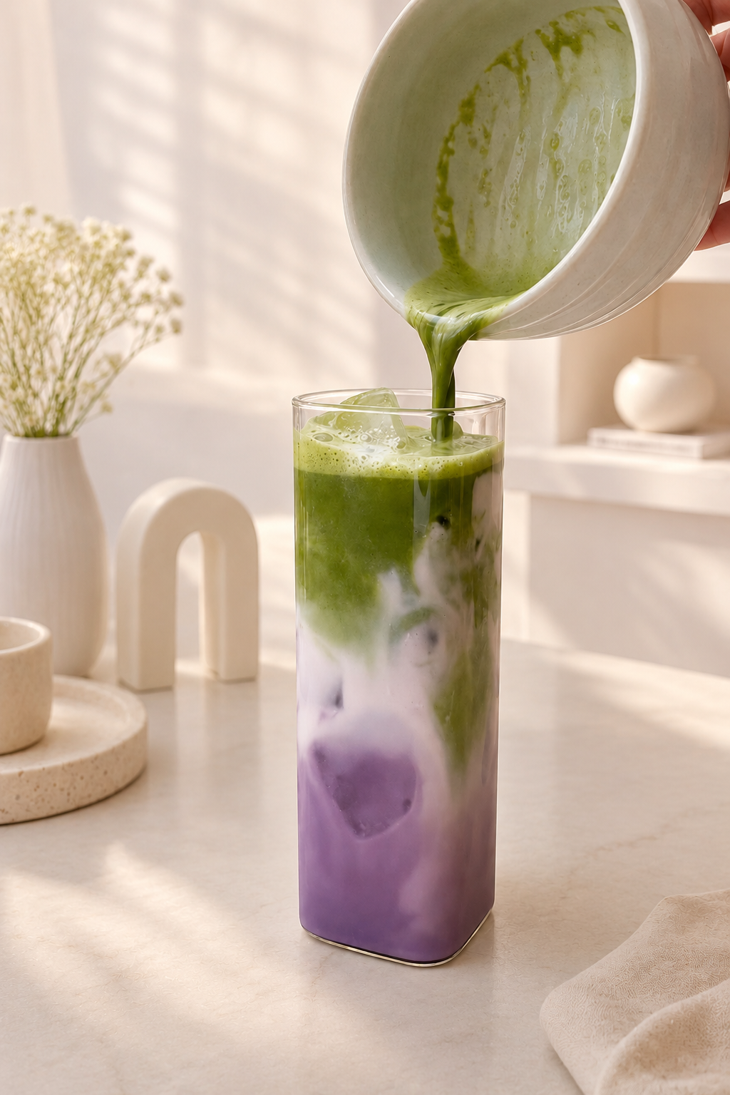 Ube Matcha Iced Latte